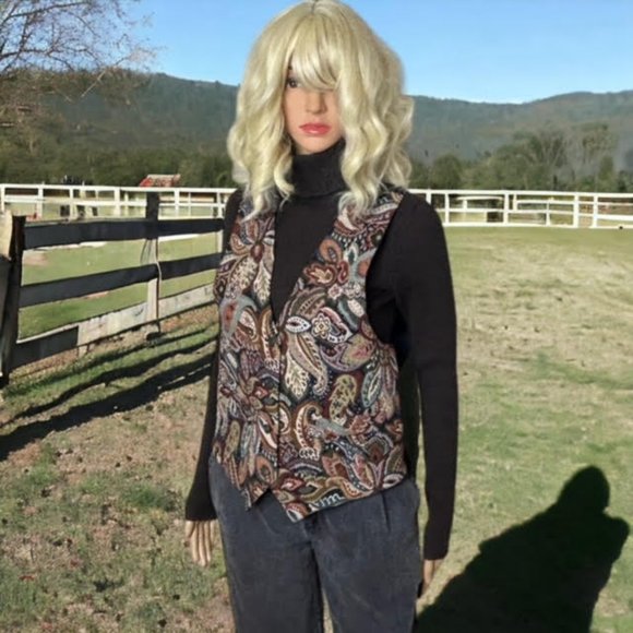 Vintage 90s Compagnie Internationale Express Tapestry Vest Embroidered Vest - Picture 2 of 12